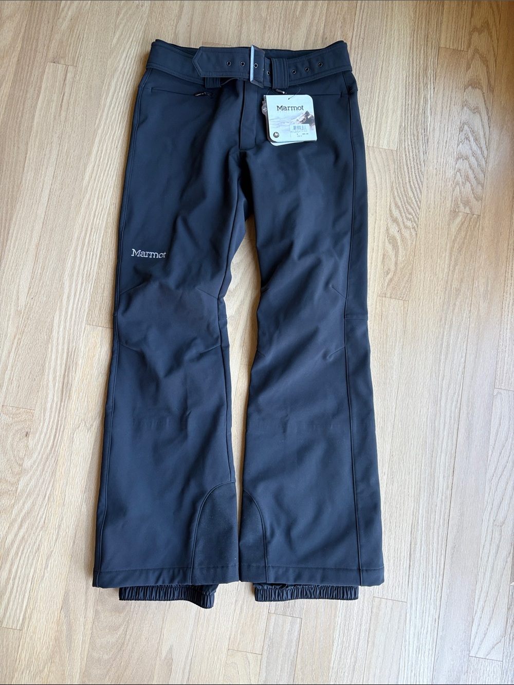 Marmot Black Women's Softshell Ski Pants with Belt